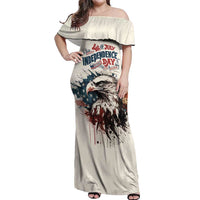 Happy Fourth of July Personalized Off Shoulder Maxi Dress Bald Eagle USA Independence Day