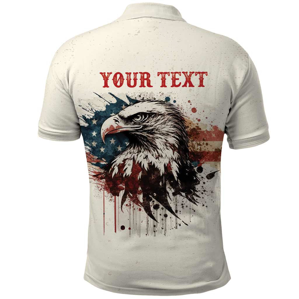 Happy Fourth of July Personalized Polo Shirt Bald Eagle USA Independence Day