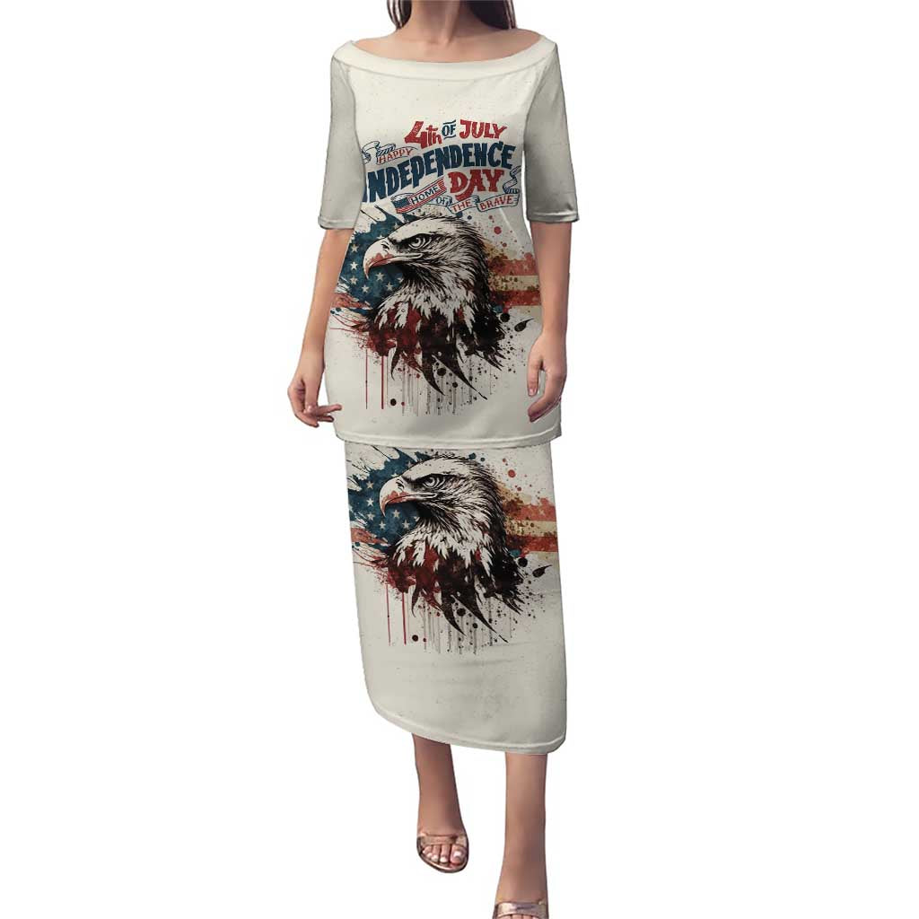Happy Fourth of July Personalized Puletasi Bald Eagle USA Independence Day