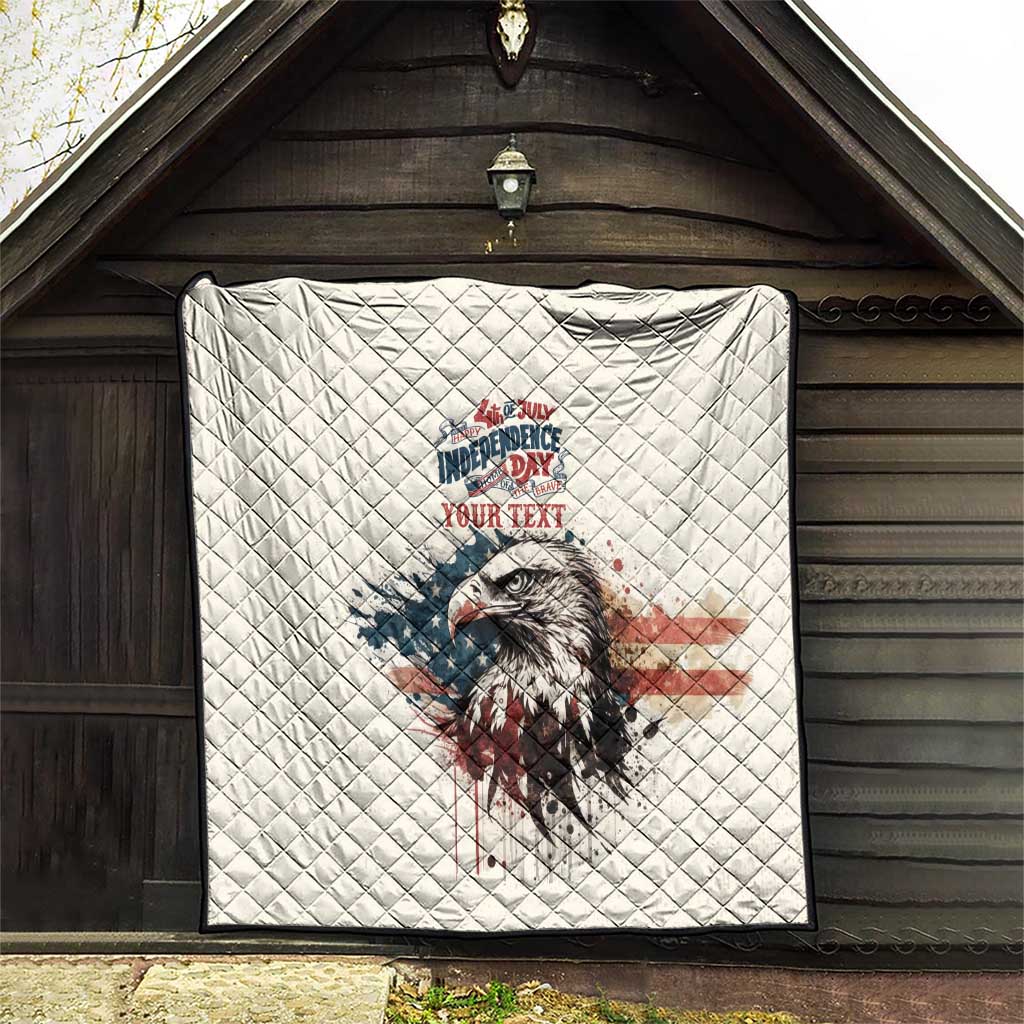 Happy Fourth of July Personalized Quilt Bald Eagle USA Independence Day