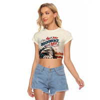 Happy Fourth of July Personalized Raglan Cropped T Shirt Bald Eagle USA Independence Day