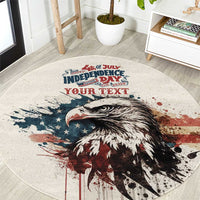 Happy Fourth of July Personalized Round Carpet Bald Eagle USA Independence Day