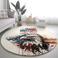 Happy Fourth of July Personalized Round Carpet Bald Eagle USA Independence Day