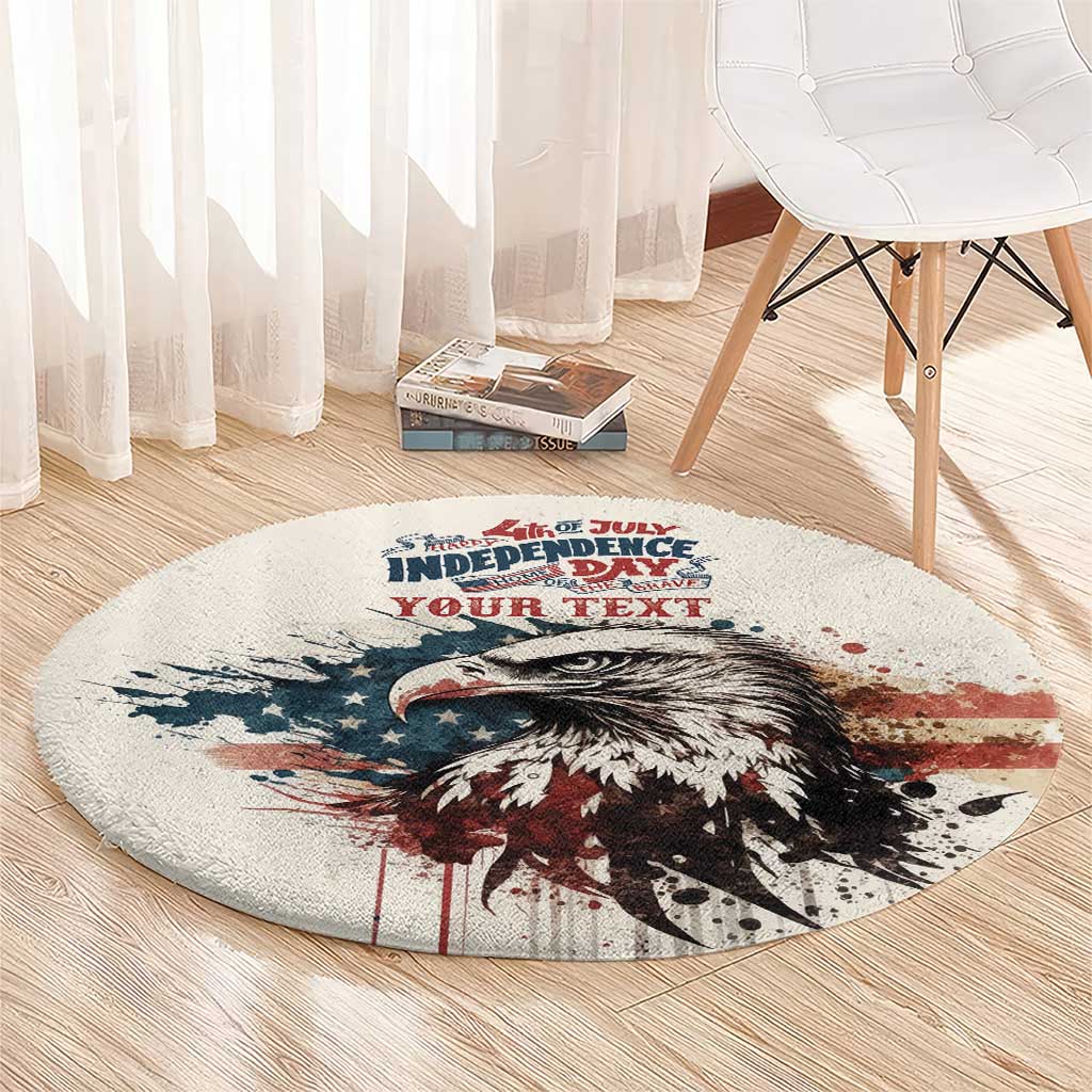Happy Fourth of July Personalized Round Carpet Bald Eagle USA Independence Day