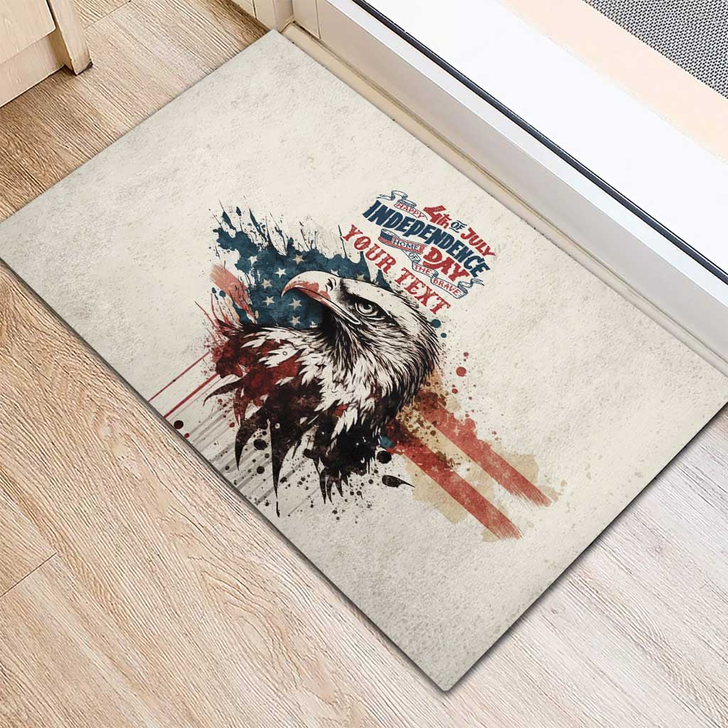 Happy Fourth of July Personalized Rubber Doormat Bald Eagle USA Independence Day