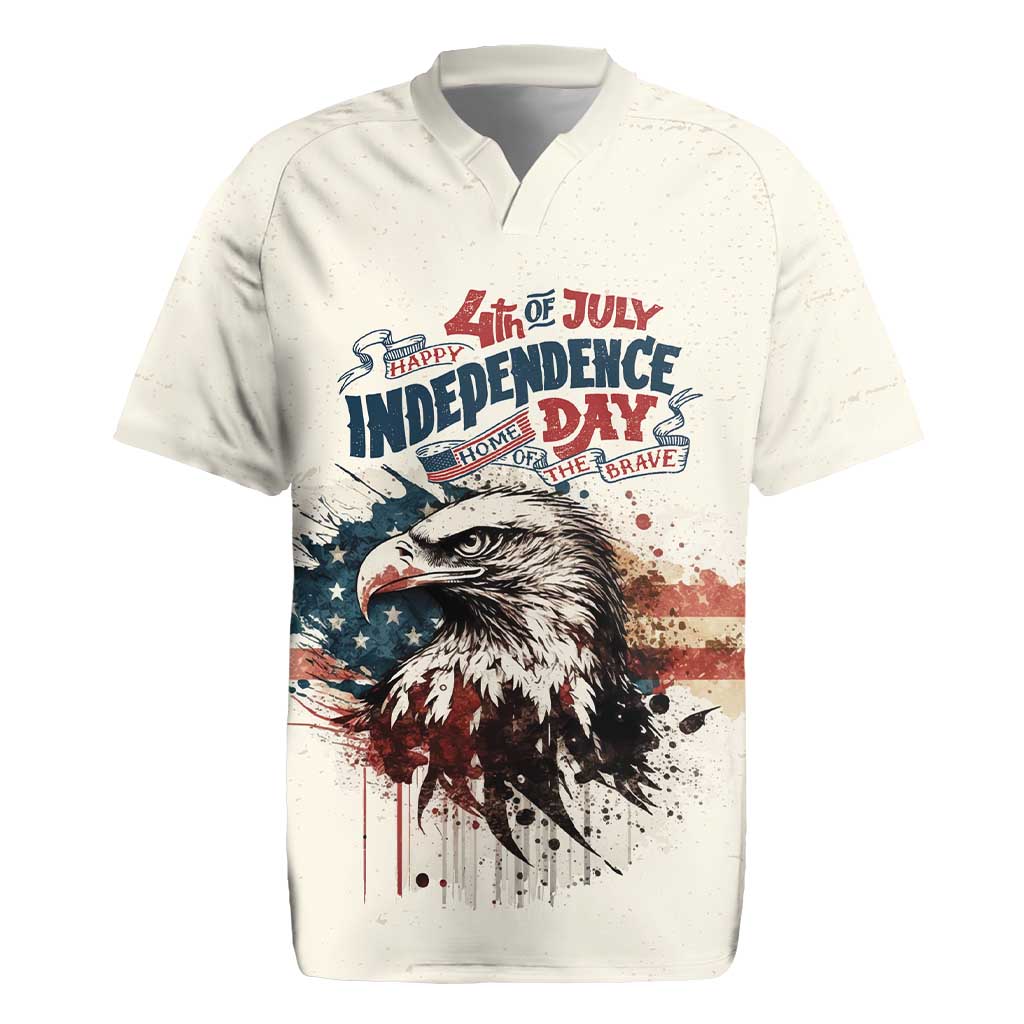 Happy Fourth of July Personalized Rugby Jersey Bald Eagle USA Independence Day