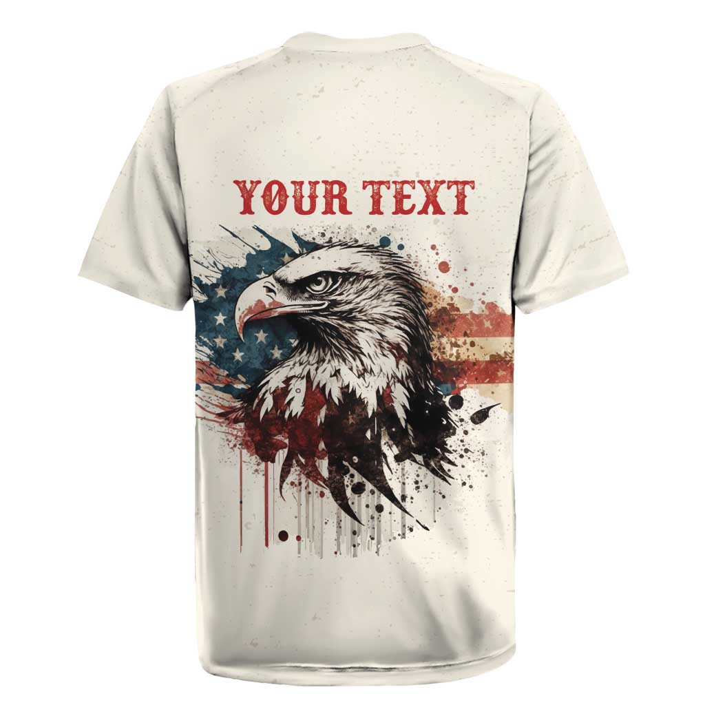 Happy Fourth of July Personalized Rugby Jersey Bald Eagle USA Independence Day