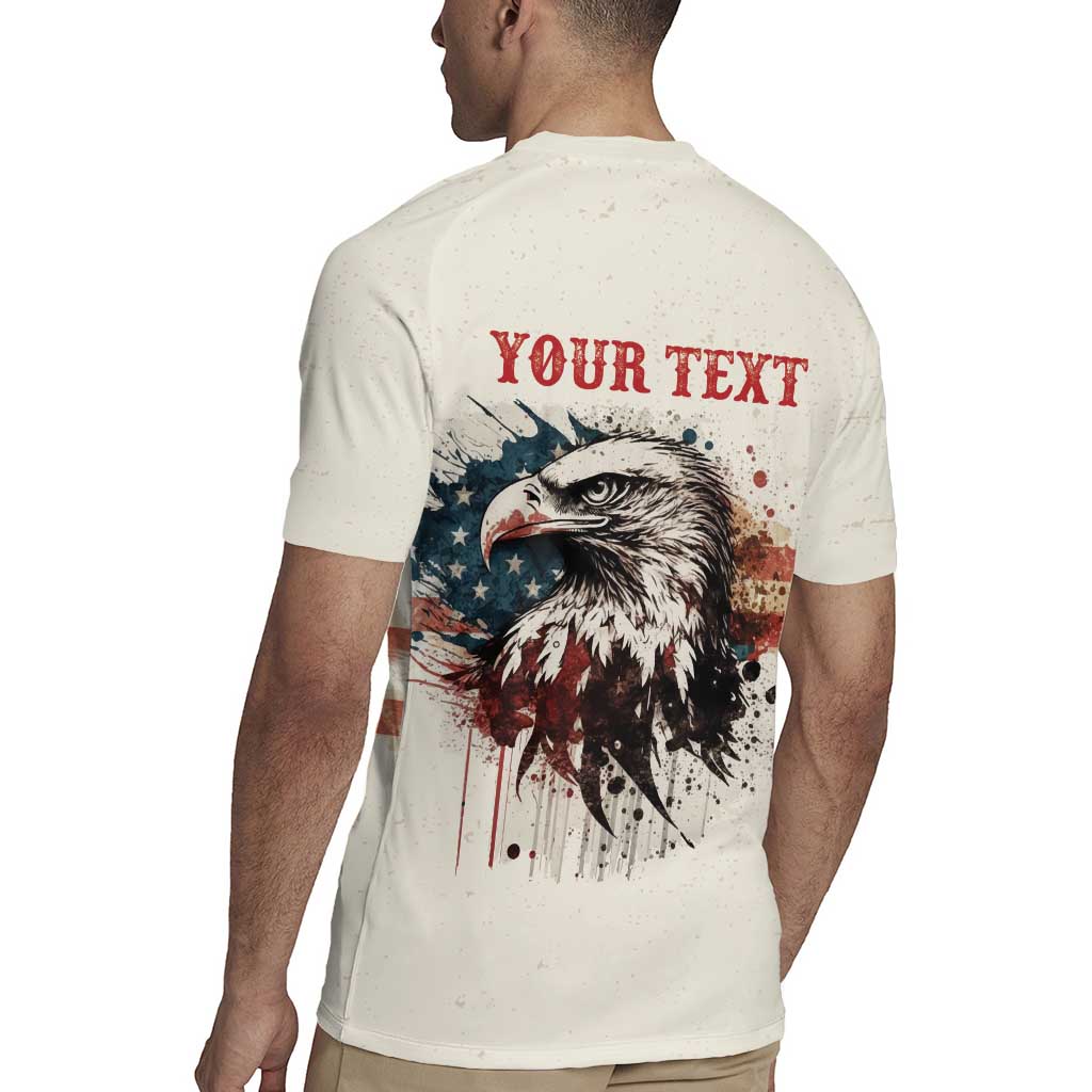 Happy Fourth of July Personalized Rugby Jersey Bald Eagle USA Independence Day