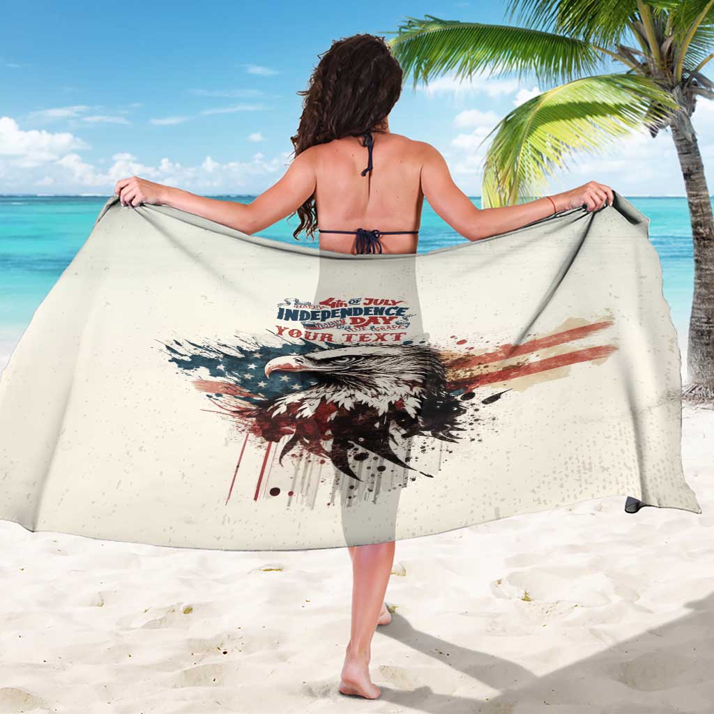 Happy Fourth of July Personalized Sarong Bald Eagle USA Independence Day