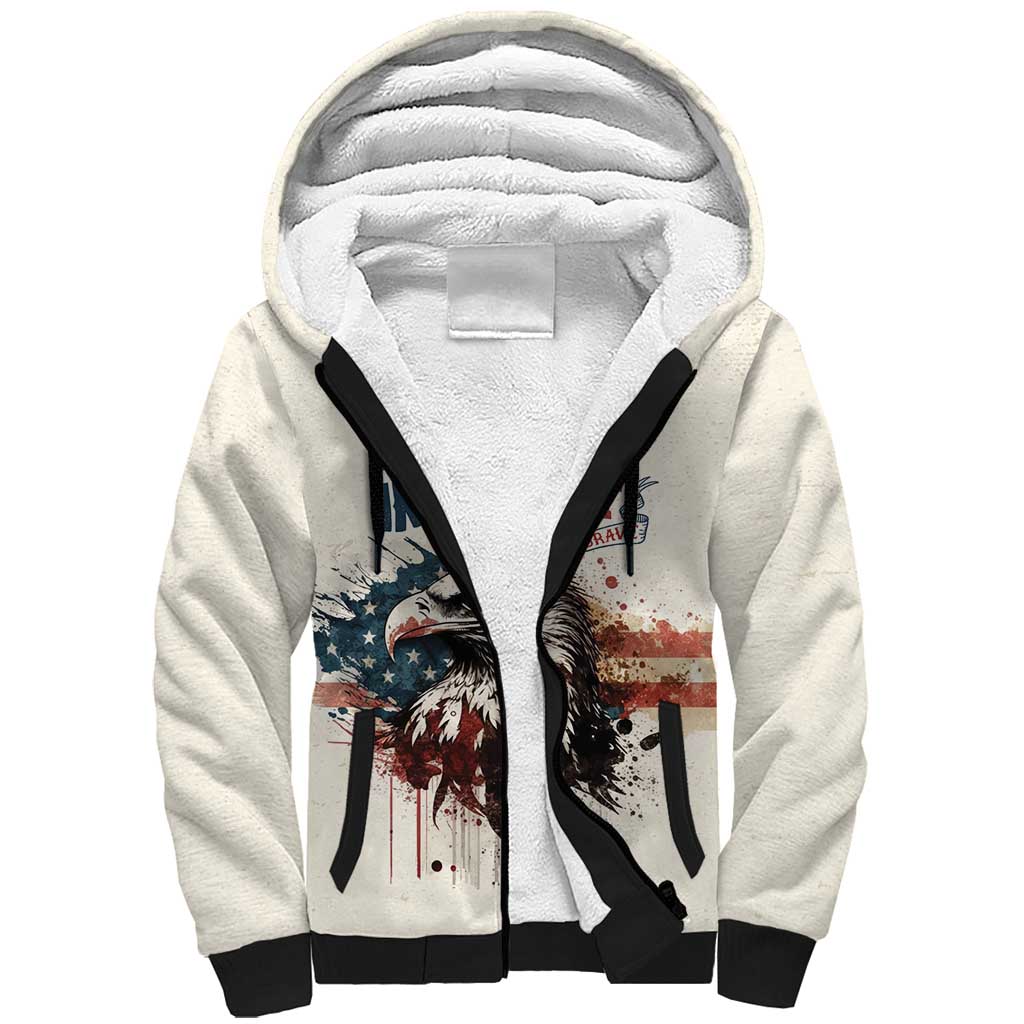 Happy Fourth of July Personalized Sherpa Hoodie Bald Eagle USA Independence Day