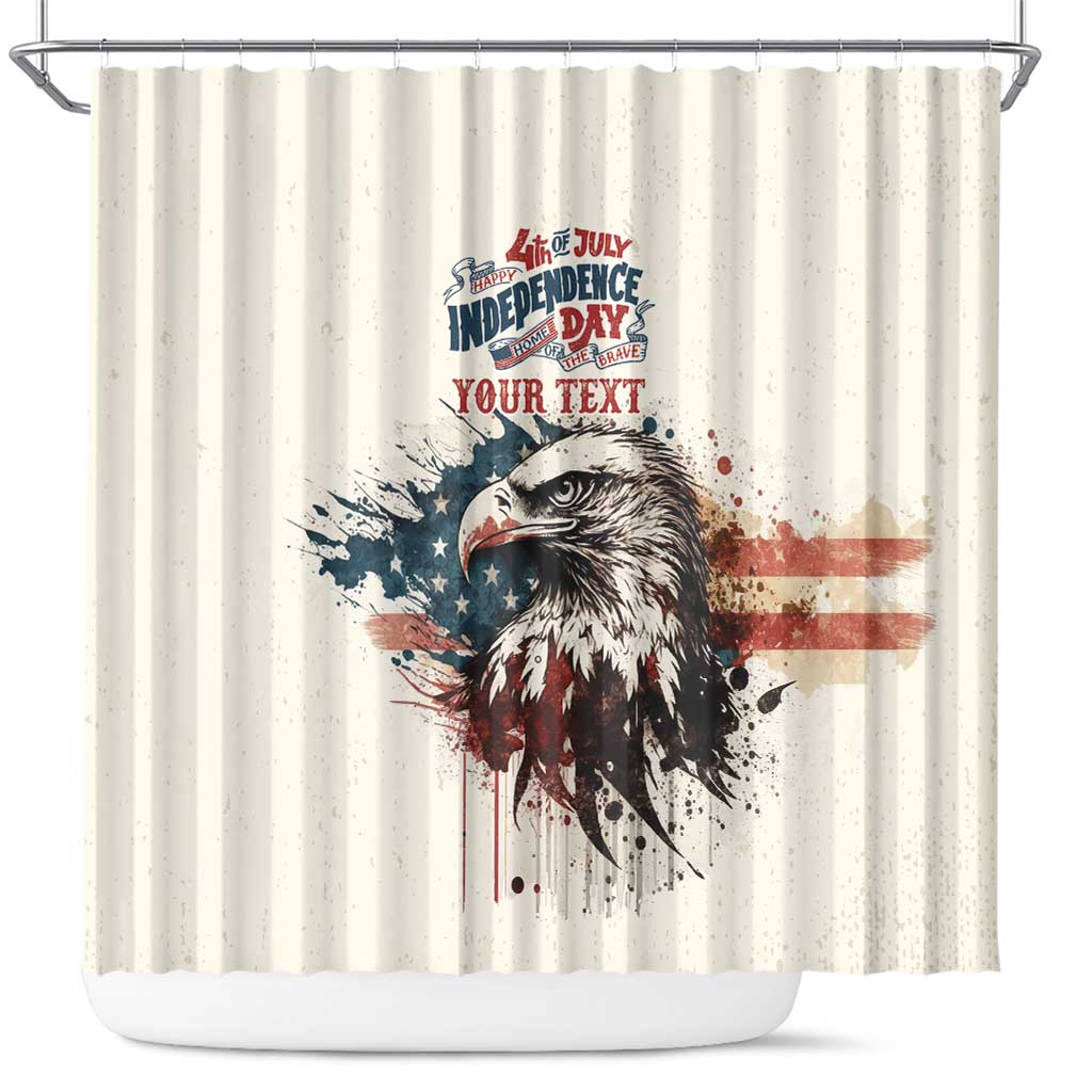 Happy Fourth of July Personalized Shower Curtain Bald Eagle USA Independence Day