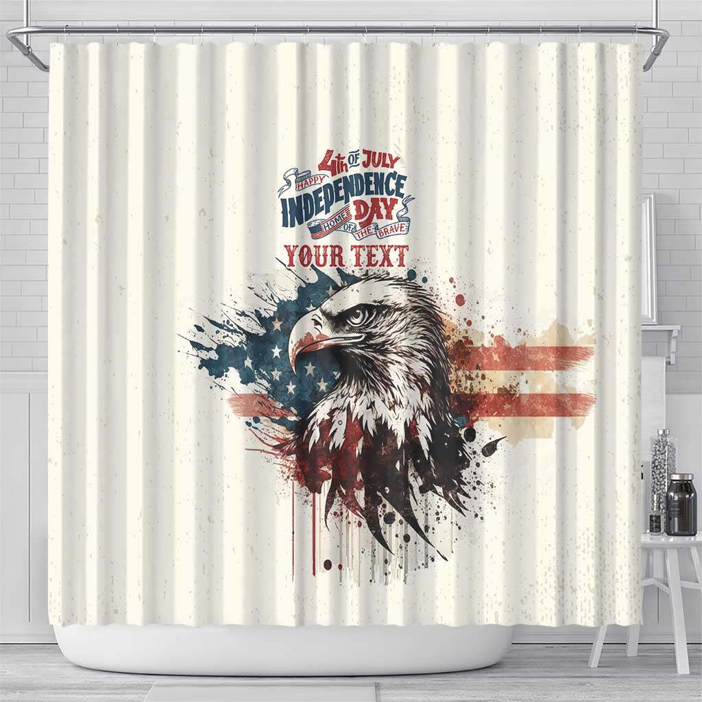 Happy Fourth of July Personalized Shower Curtain Bald Eagle USA Independence Day