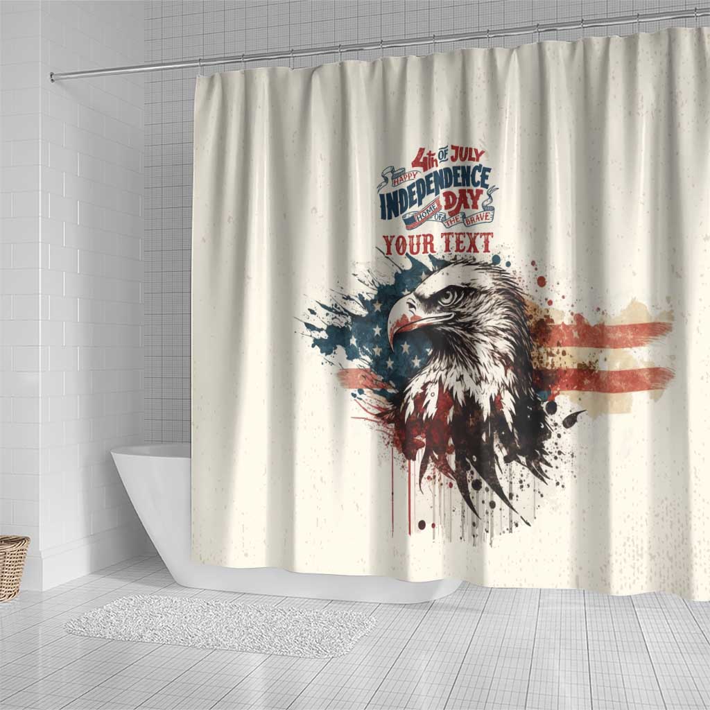 Happy Fourth of July Personalized Shower Curtain Bald Eagle USA Independence Day