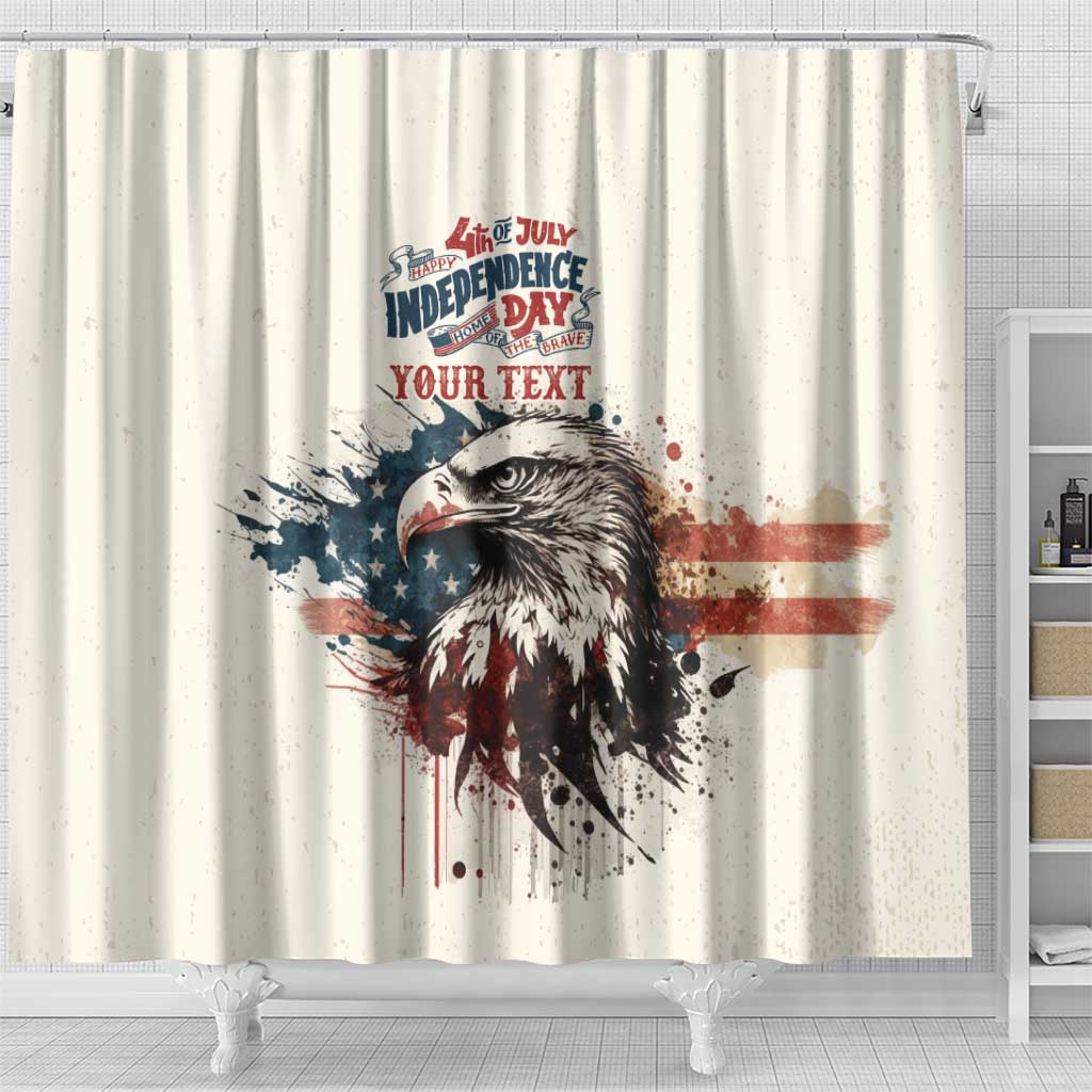 Happy Fourth of July Personalized Shower Curtain Bald Eagle USA Independence Day