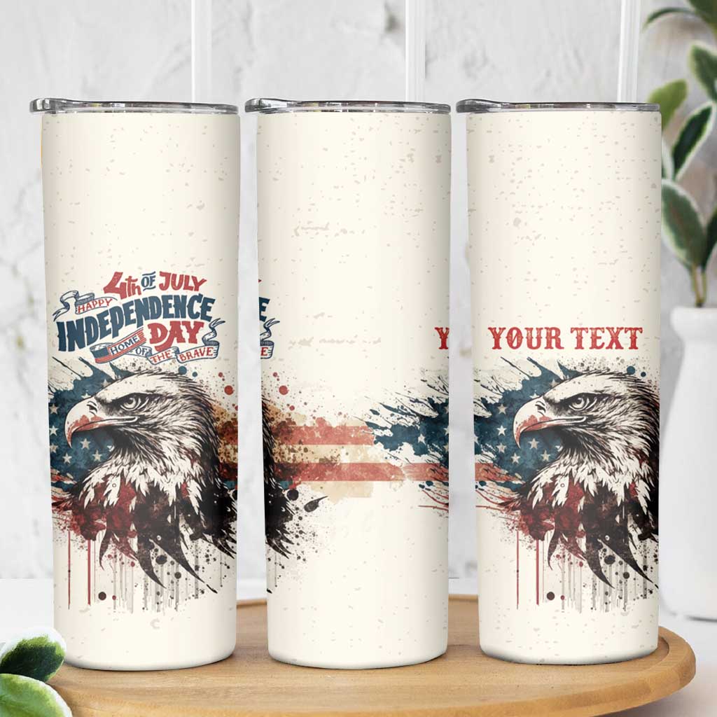 Happy Fourth of July Personalized Skinny Tumbler Bald Eagle USA Independence Day
