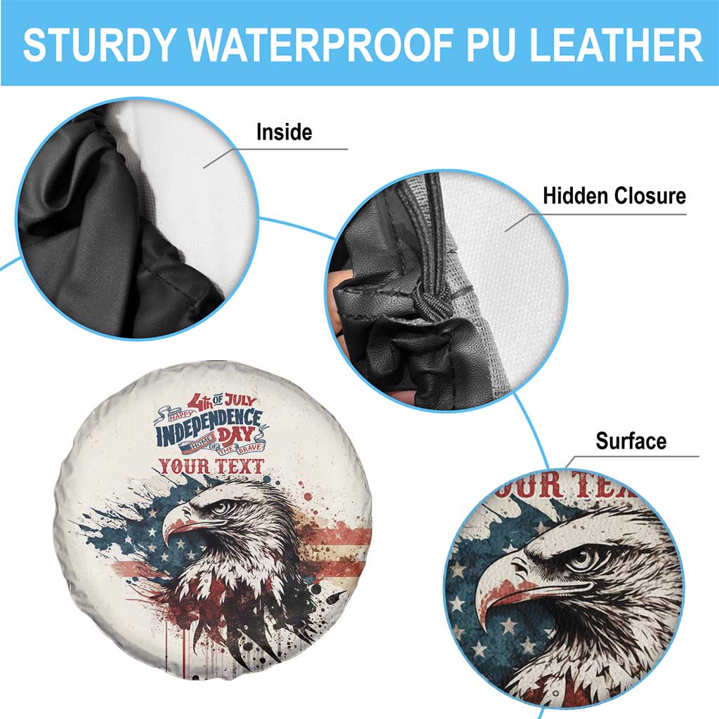 Happy Fourth of July Personalized Spare Tire Cover Bald Eagle USA Independence Day