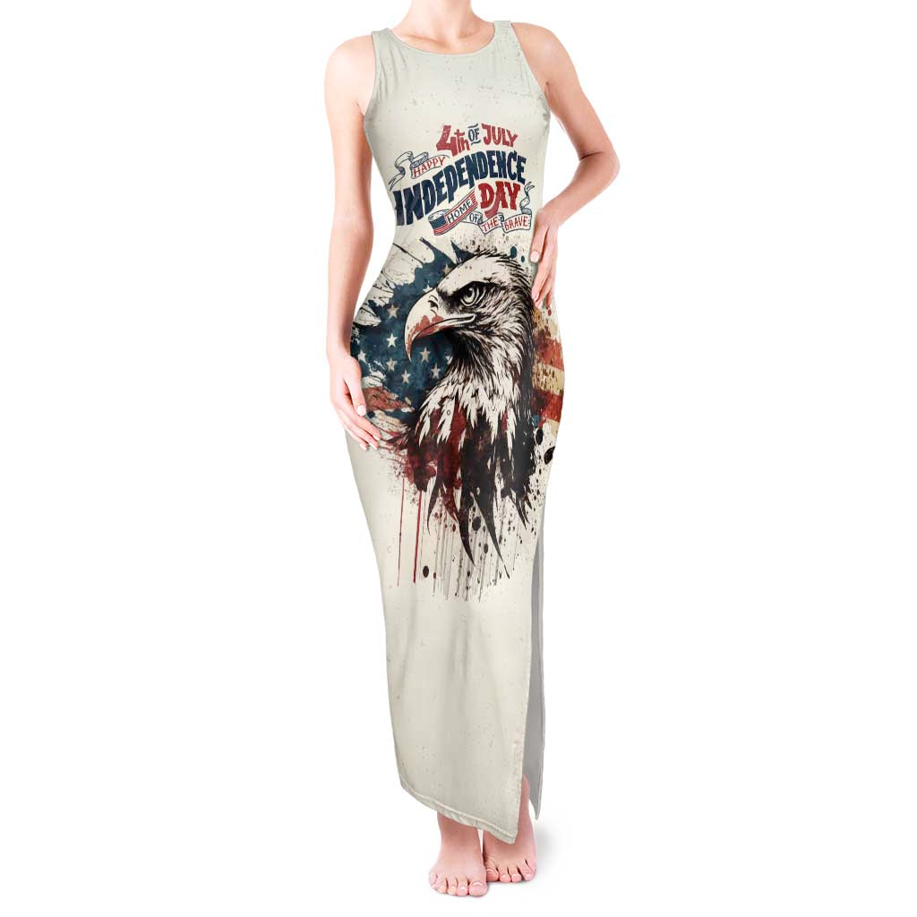 Happy Fourth of July Personalized Tank Maxi Dress Bald Eagle USA Independence Day
