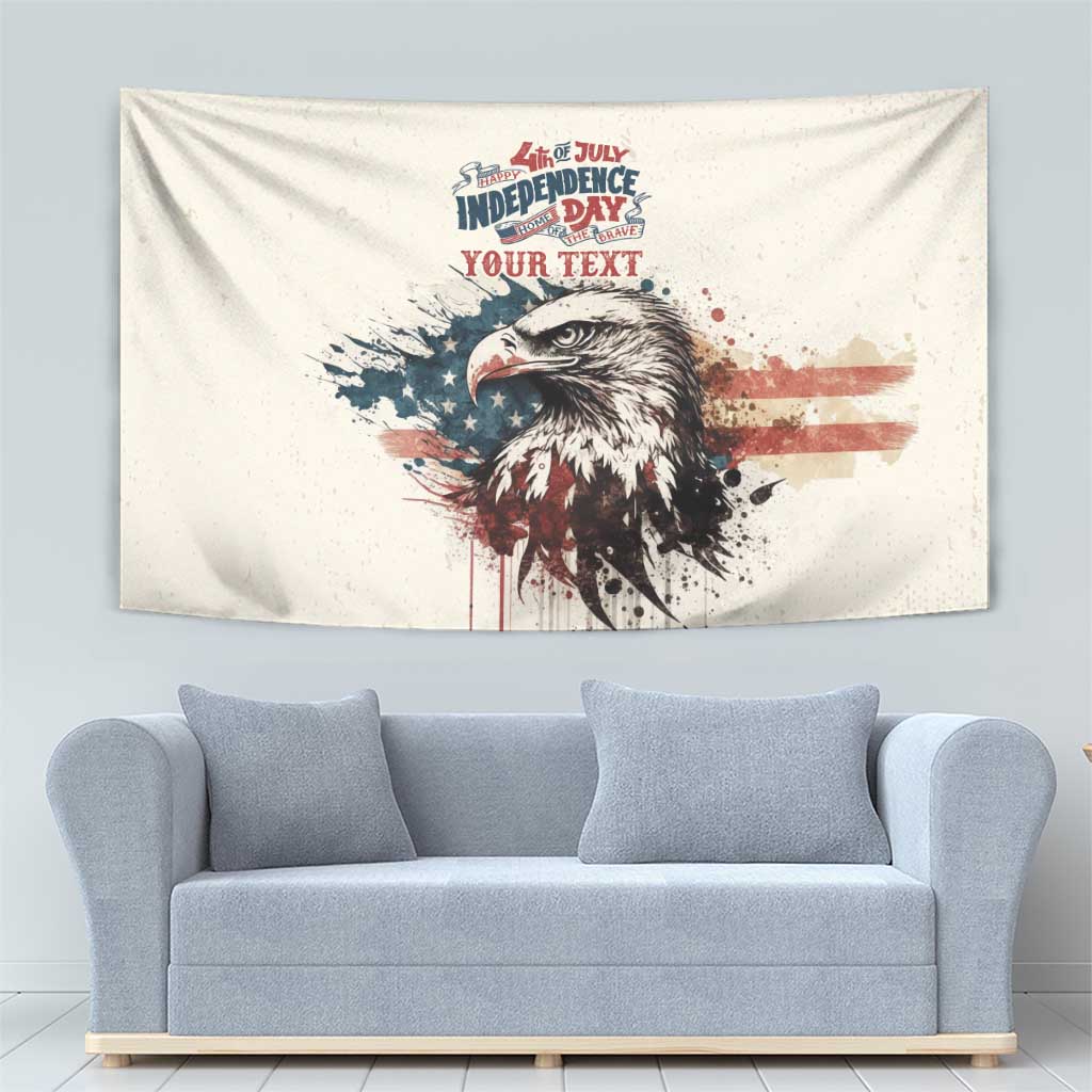 Happy Fourth of July Personalized Tapestry Bald Eagle USA Independence Day