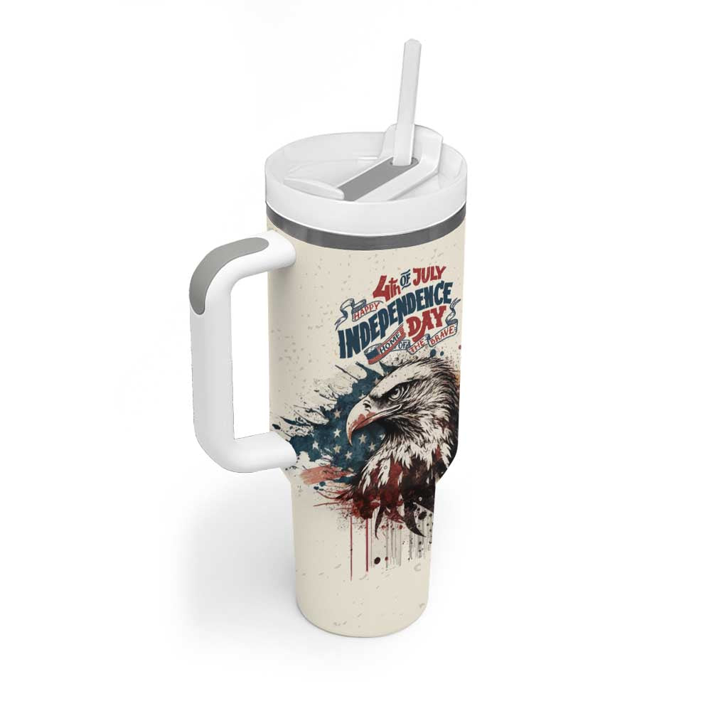 Happy Fourth of July Personalized Tumbler With Handle Bald Eagle USA Independence Day