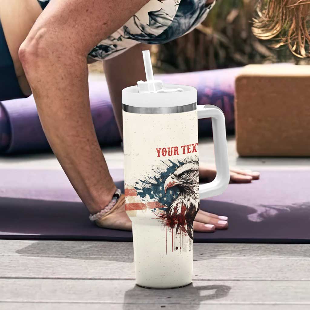 Happy Fourth of July Personalized Tumbler With Handle Bald Eagle USA Independence Day