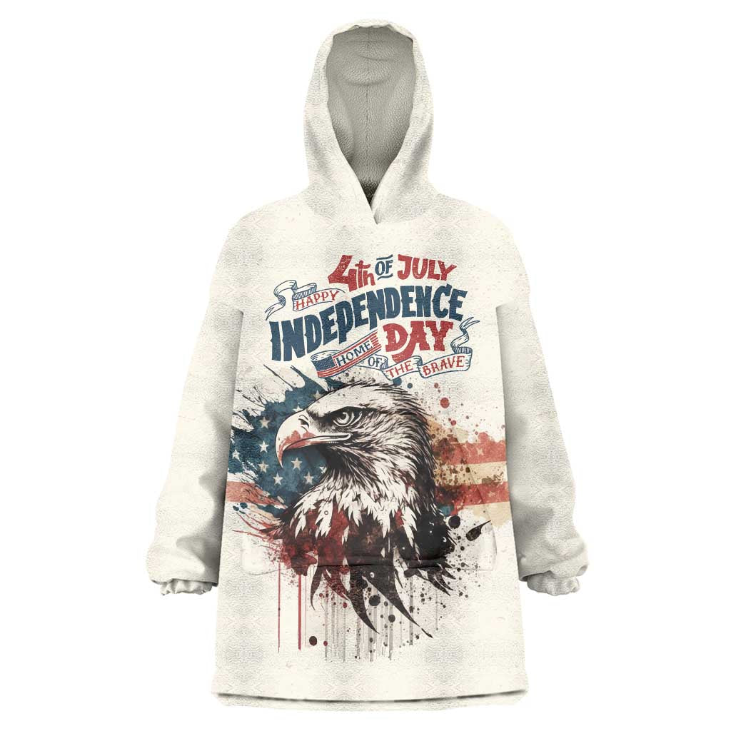 Happy Fourth of July Personalized Wearable Blanket Hoodie Bald Eagle USA Independence Day