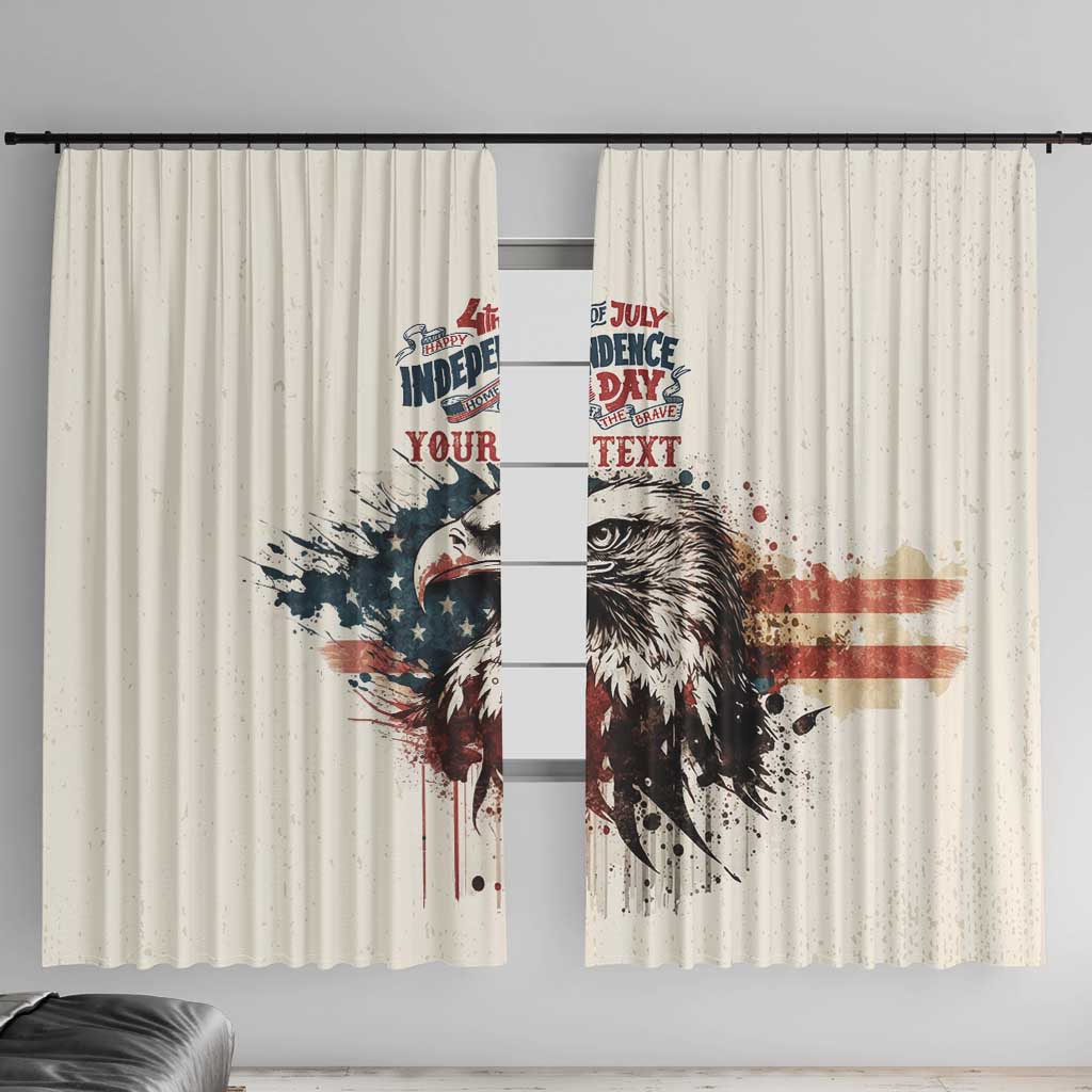 Happy Fourth of July Personalized Window Curtain Bald Eagle USA Independence Day