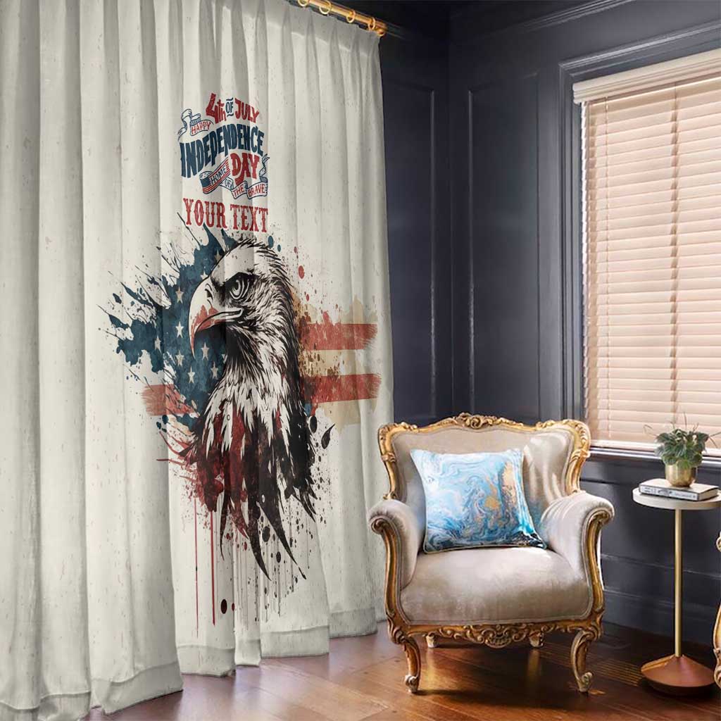 Happy Fourth of July Personalized Window Curtain Bald Eagle USA Independence Day