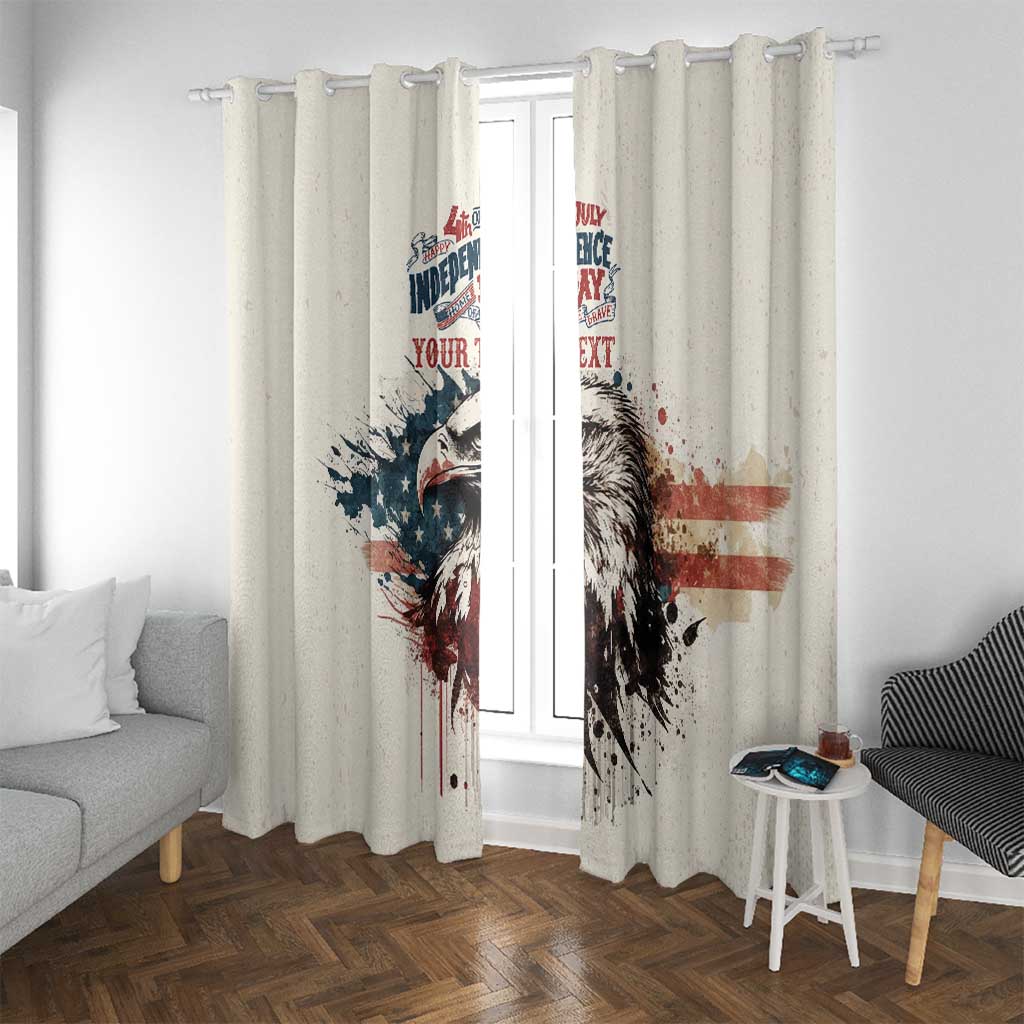 Happy Fourth of July Personalized Window Curtain Bald Eagle USA Independence Day
