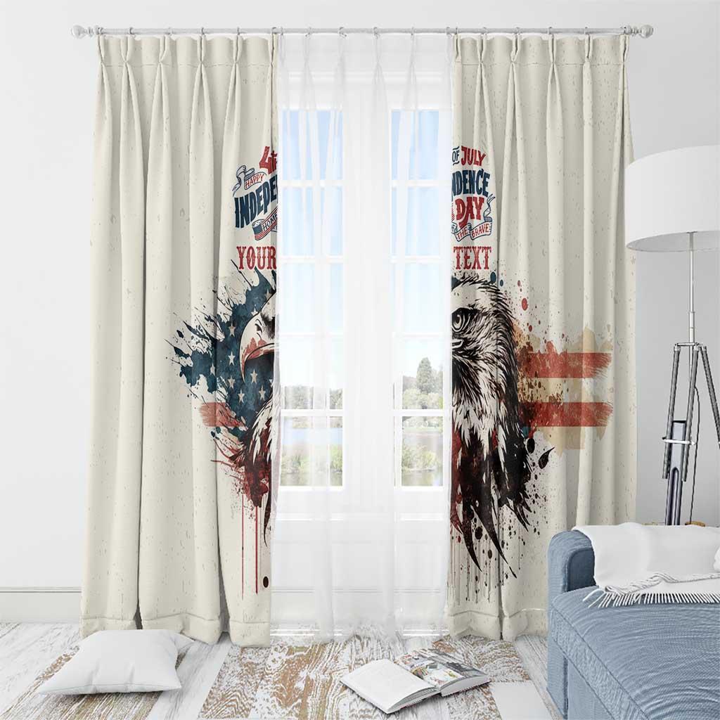 Happy Fourth of July Personalized Window Curtain Bald Eagle USA Independence Day