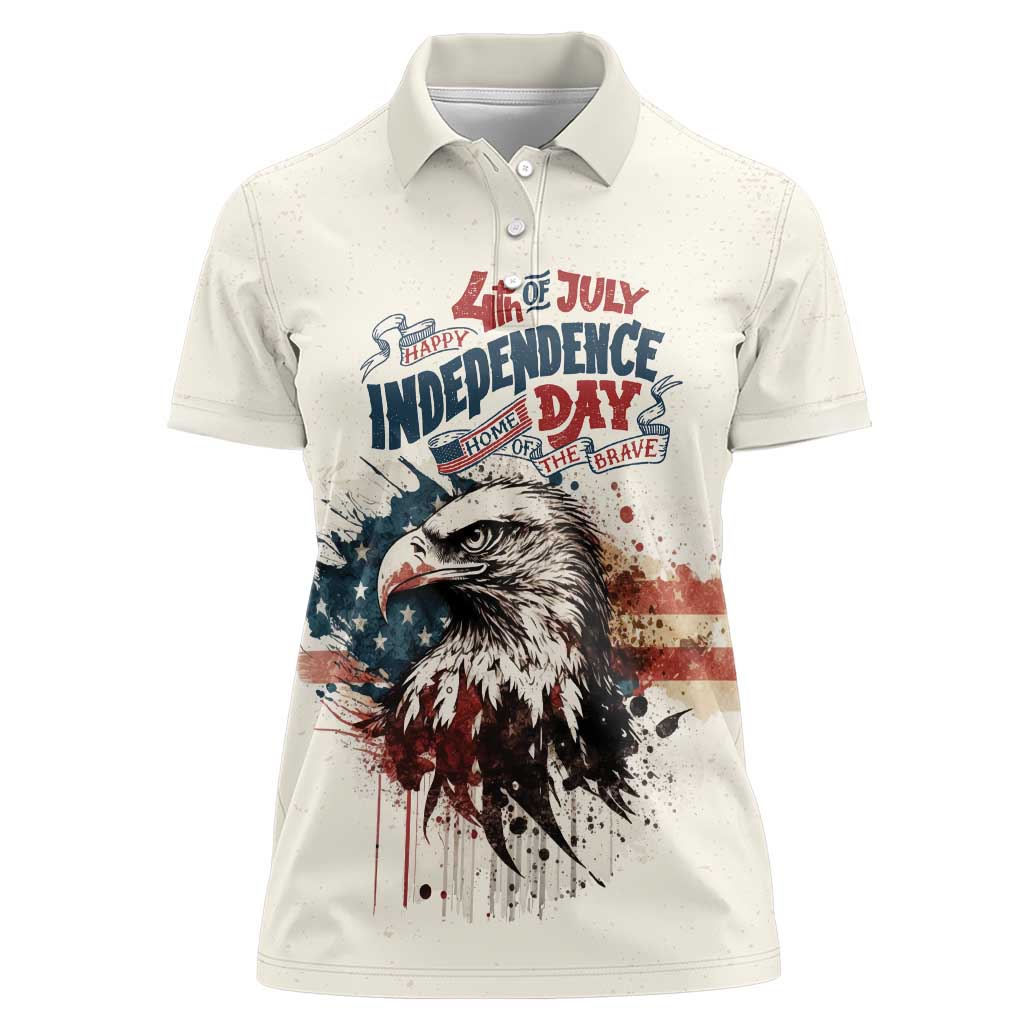 Happy Fourth of July Personalized Women Polo Shirt Bald Eagle USA Independence Day
