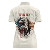 Happy Fourth of July Personalized Women Polo Shirt Bald Eagle USA Independence Day