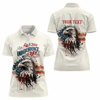 Happy Fourth of July Personalized Women Polo Shirt Bald Eagle USA Independence Day