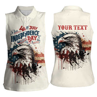 Happy Fourth of July Personalized Women Sleeveless Polo Shirt Bald Eagle USA Independence Day