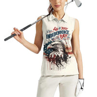 Happy Fourth of July Personalized Women Sleeveless Polo Shirt Bald Eagle USA Independence Day