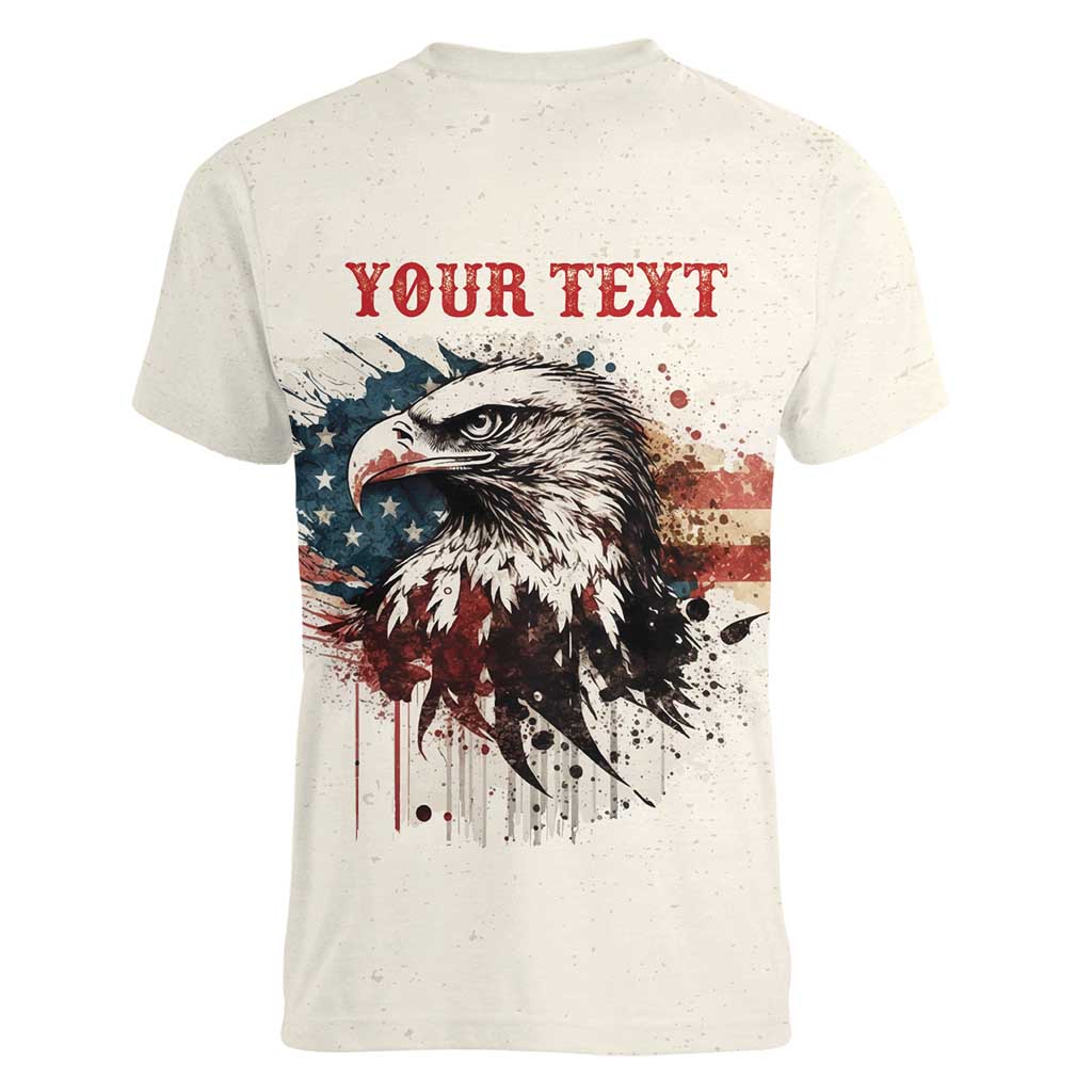 Happy Fourth of July Personalized Women V-Neck T-Shirt Bald Eagle USA Independence Day
