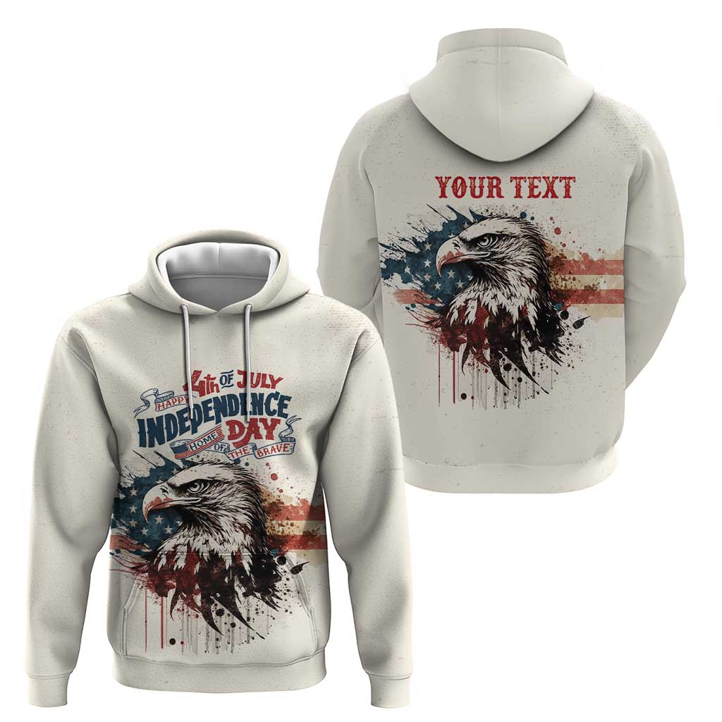 Happy Fourth of July Personalized Zip Hoodie Bald Eagle USA Independence Day
