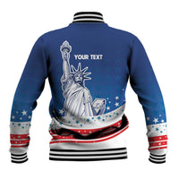 History Began 4th of July Personalized Baseball Jacket Statue of Liberty US Flag