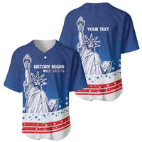 History Began 4th of July Personalized Baseball Jersey Statue of Liberty US Flag