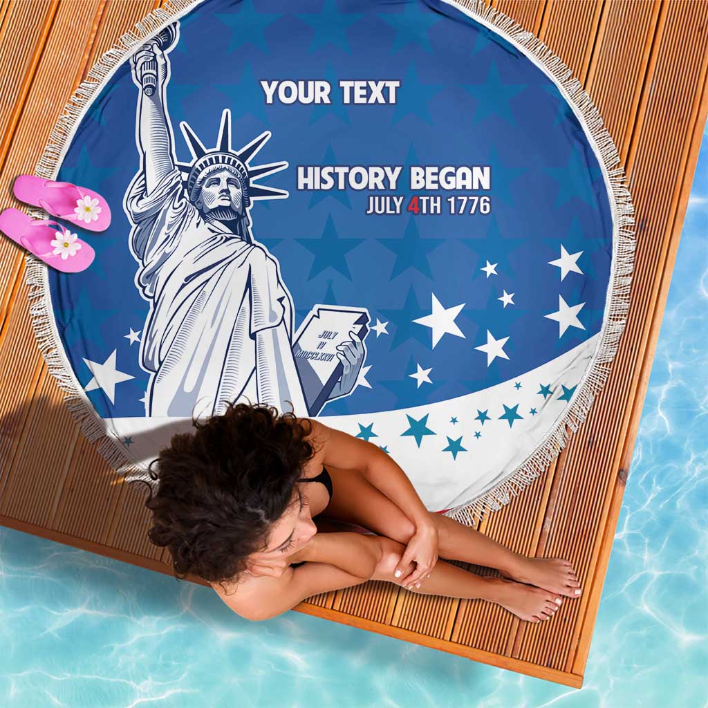 History Began 4th of July Personalized Beach Blanket Statue of Liberty US Flag