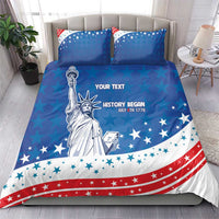 History Began 4th of July Personalized Bedding Set Statue of Liberty US Flag