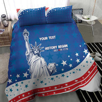 History Began 4th of July Personalized Bedding Set Statue of Liberty US Flag