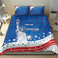 History Began 4th of July Personalized Bedding Set Statue of Liberty US Flag