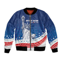 History Began 4th of July Personalized Bomber Jacket Statue of Liberty US Flag