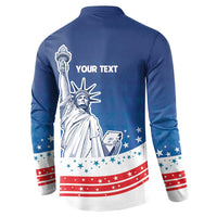 History Began 4th of July Personalized Button Sweatshirt Statue of Liberty US Flag