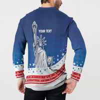 History Began 4th of July Personalized Button Sweatshirt Statue of Liberty US Flag