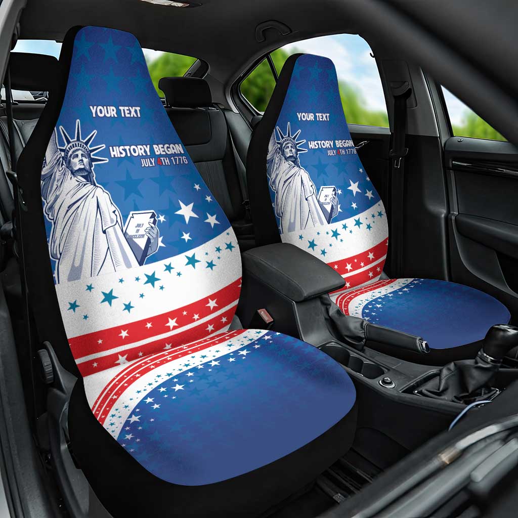 History Began 4th of July Personalized Car Seat Cover Statue of Liberty US Flag