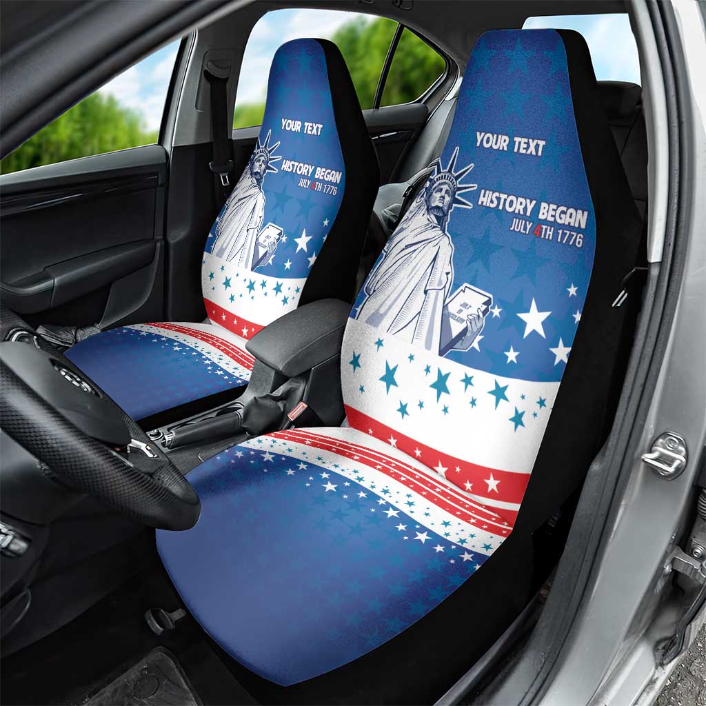 History Began 4th of July Personalized Car Seat Cover Statue of Liberty US Flag
