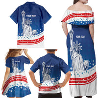 History Began 4th of July Personalized Family Matching Off Shoulder Maxi Dress and Hawaiian Shirt Statue of Liberty US Flag