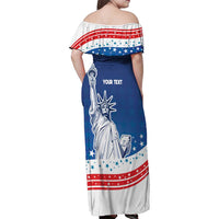 History Began 4th of July Personalized Family Matching Off Shoulder Maxi Dress and Hawaiian Shirt Statue of Liberty US Flag