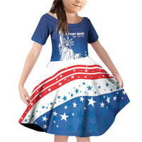 History Began 4th of July Personalized Family Matching Off Shoulder Short Dress and Hawaiian Shirt Statue of Liberty US Flag